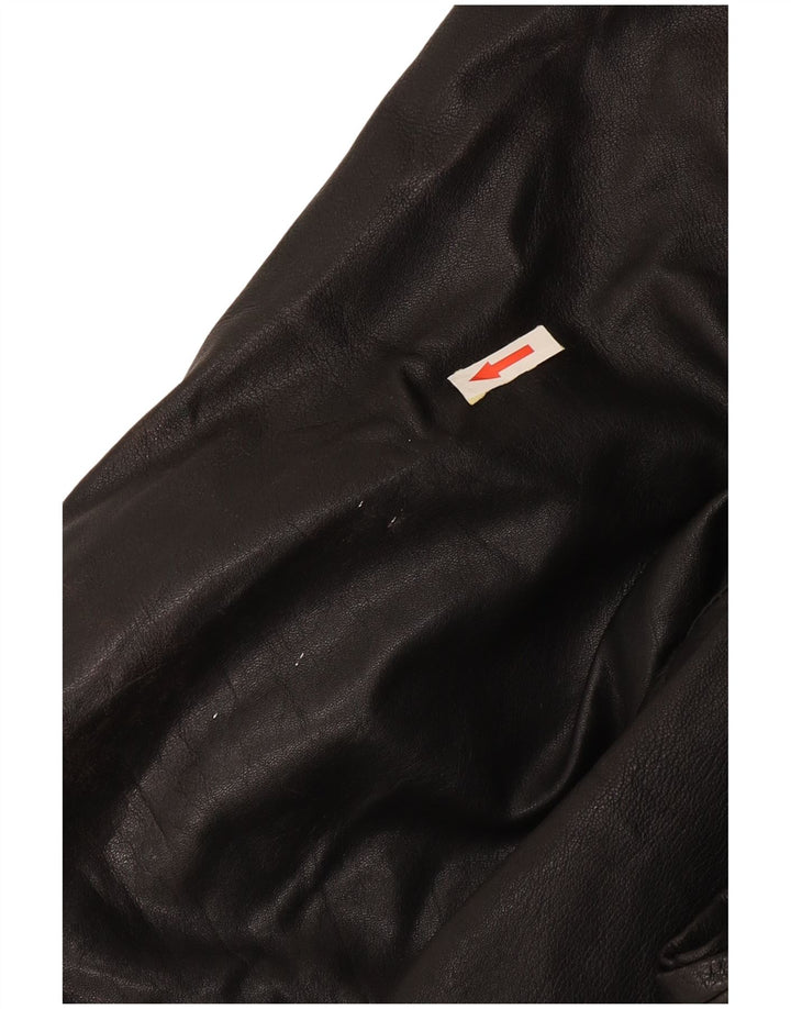Vintage hombres doble pecho chaqueta de cuero Reino Unido 42 XL negro