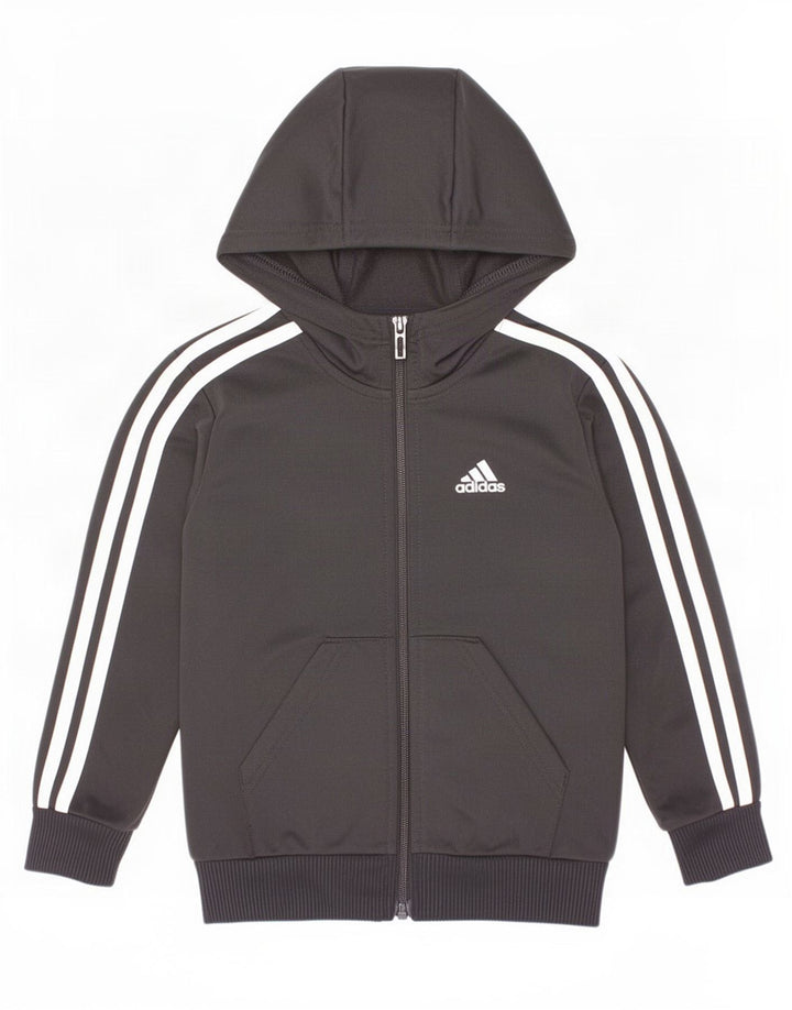 Adidas Sudadera con capucha y cremallera para niños 4-5 años Negro Poliéster
