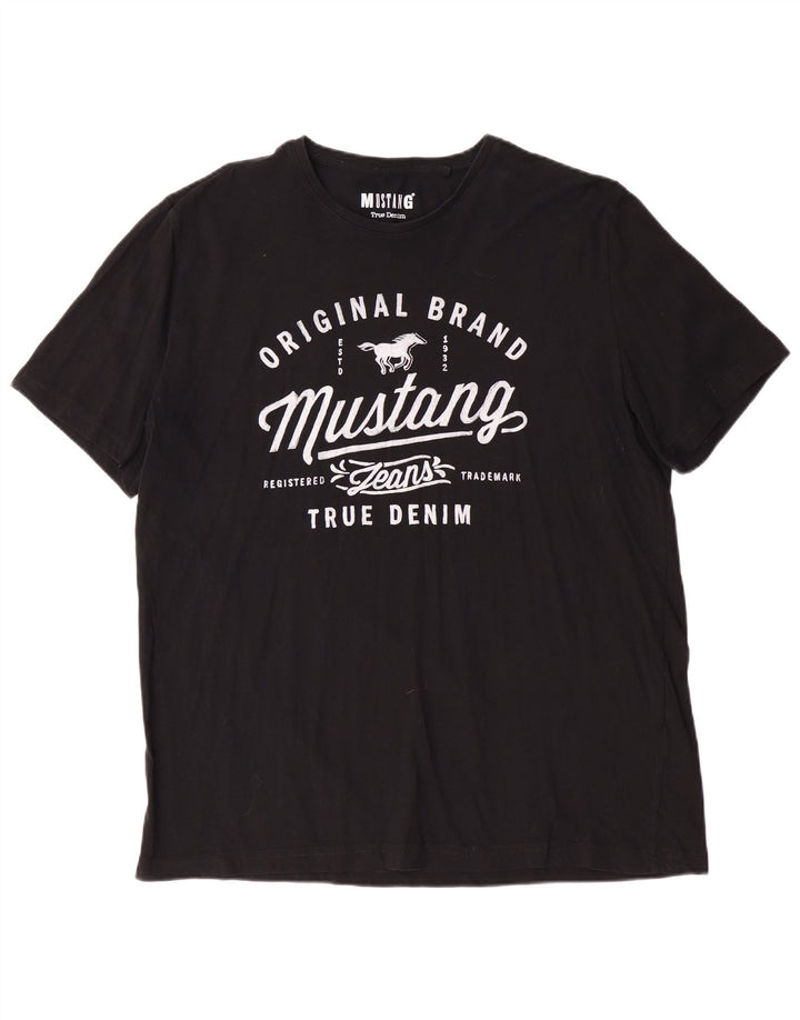 MUSTANG Camiseta gráfica para hombre Top XL Algodón negro