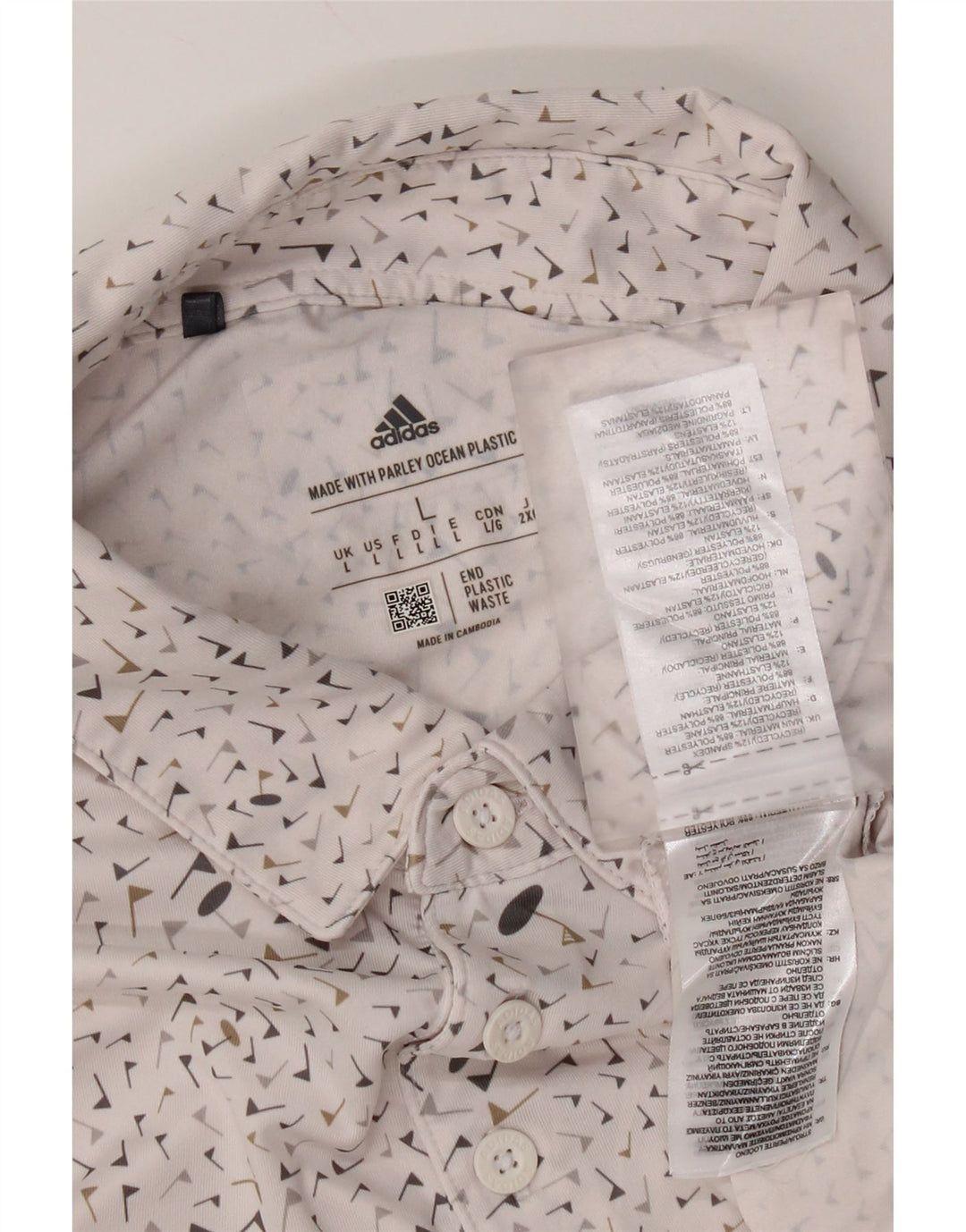 Polo Adidas Hombre Grande Poliéster Manchado Blanco