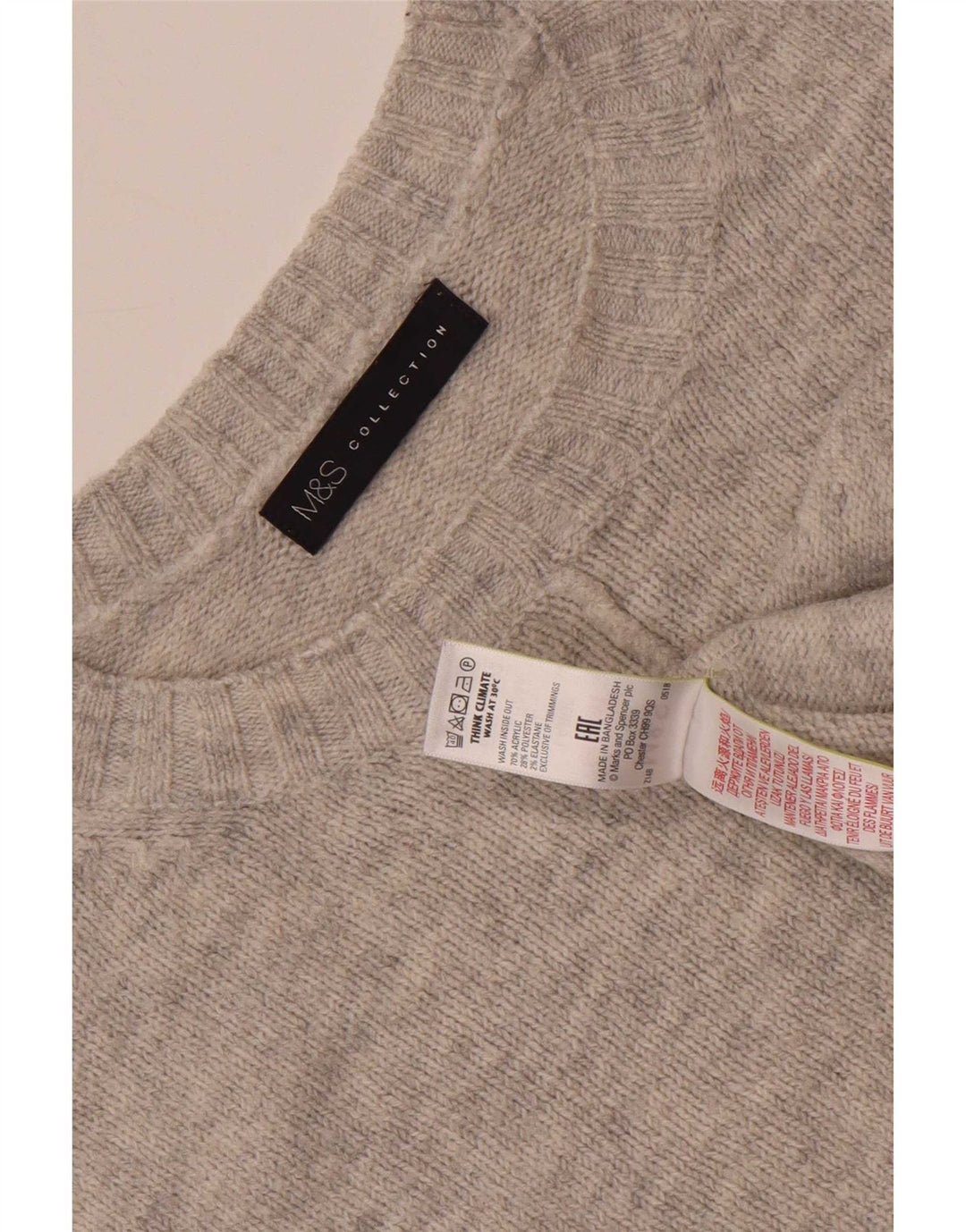 Marks & Spencer Suéter tipo jersey de cuello redondo de gran tamaño para mujer UK 46 Grande Gris