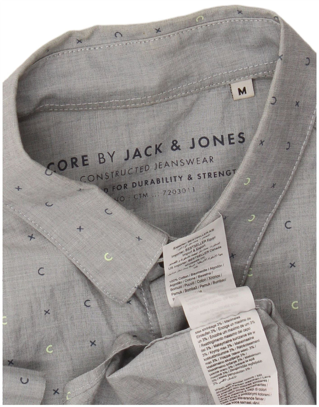 Jack & Jones Hombre Camisa De Manga Corta De Algodón Con Motivos Gris Medio