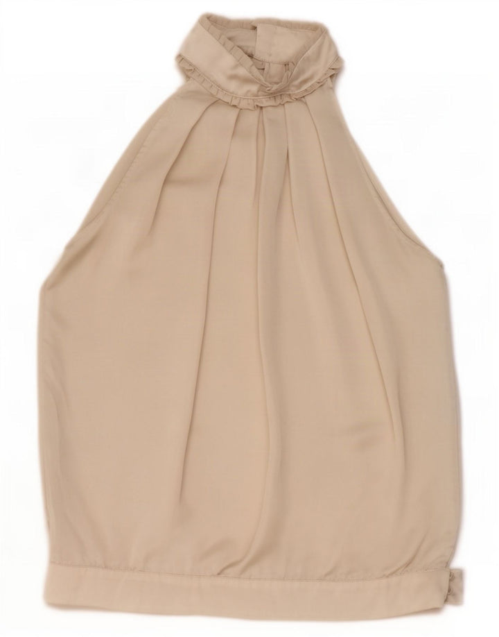Zara Mujer Halter Top UK 44 Poliéster Beige Medio