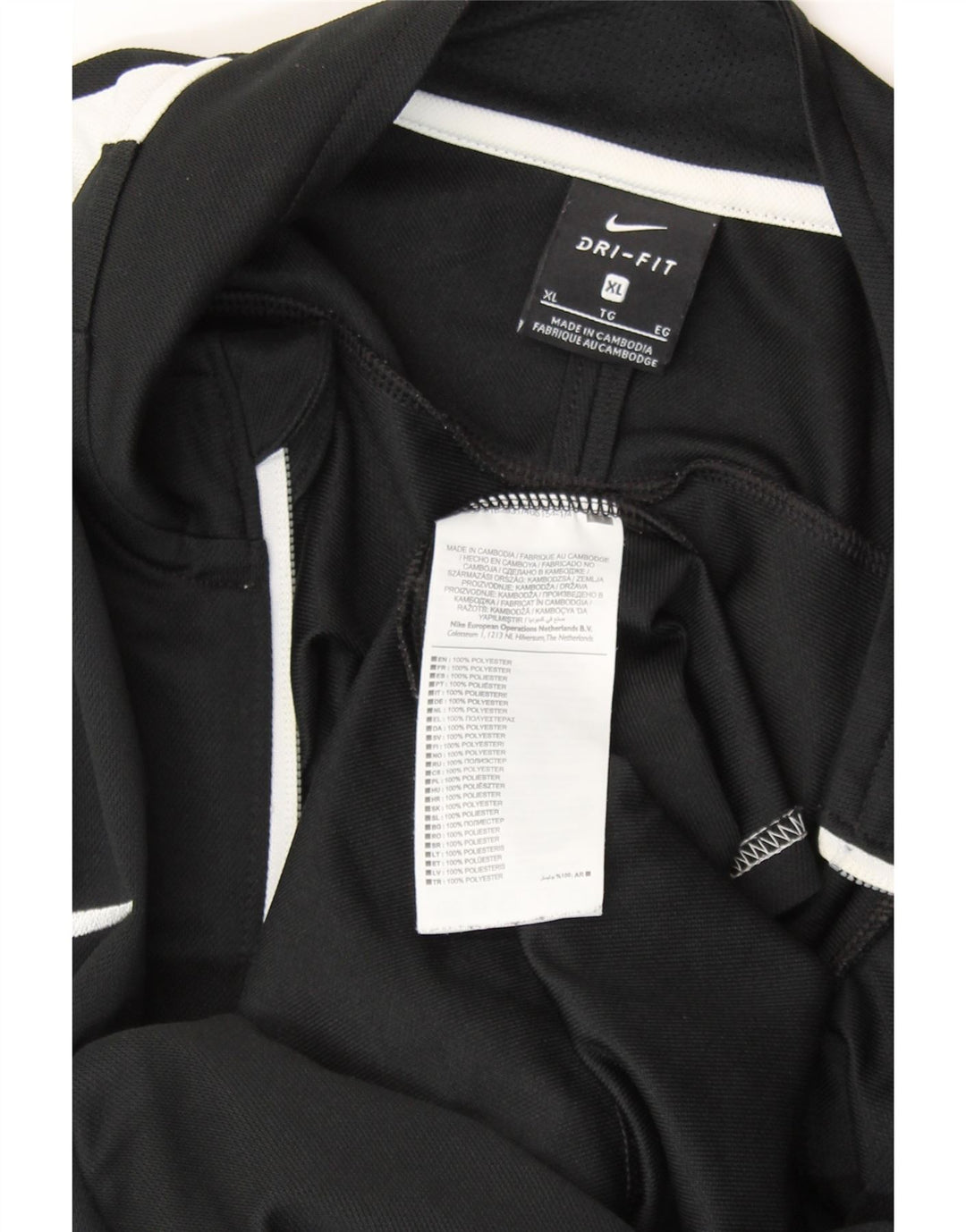 NIKE Hombre Dri Fit Chándal Top Chaqueta XL Negro Colorblock Poliéster