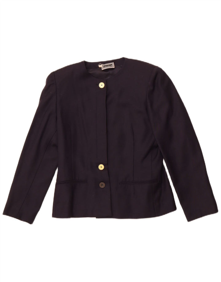 Luisa Spagnoli Chaqueta tipo blazer de 3 botones para mujer IT 42 Lana azul marino mediana