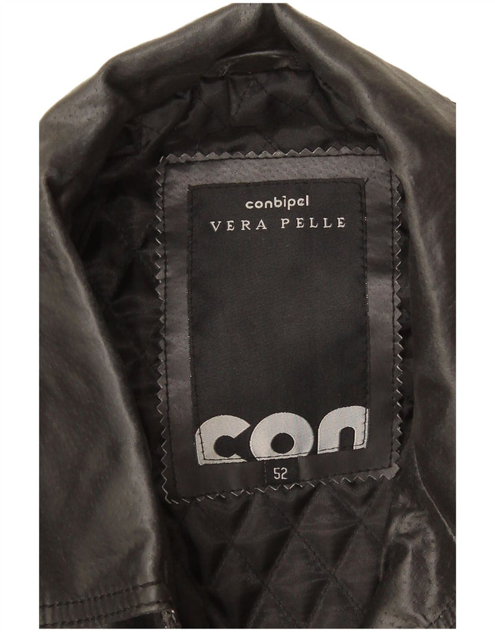 Conbipel Chaqueta de cuero para hombre IT 52 Cuero negro grande