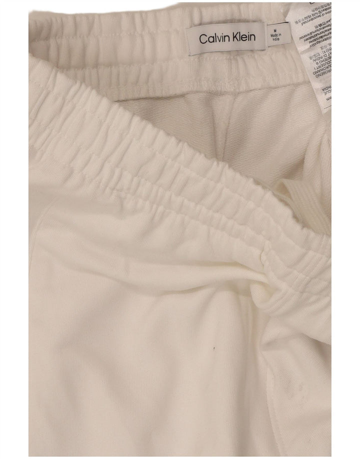 CALVIN KLEIN Hombre Pantalones de chándal con estampado gráfico Joggers Medium White Cotton