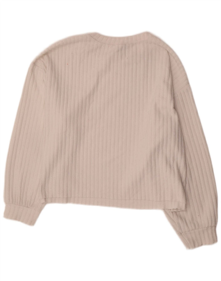 Zara Mujer Trafaluc Top Extragrande Manga Larga UK 46 Grande Poliéster Blanco