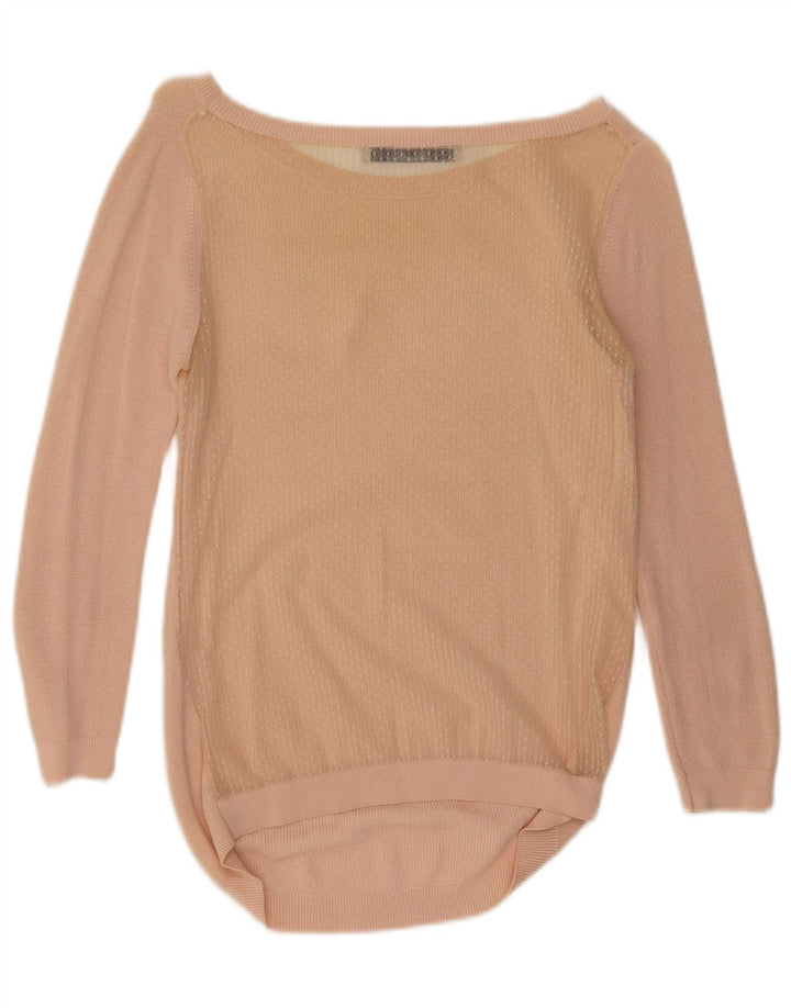 ZARA Jersey con cuello barco para mujer, talla 40, talla pequeña, color rosa