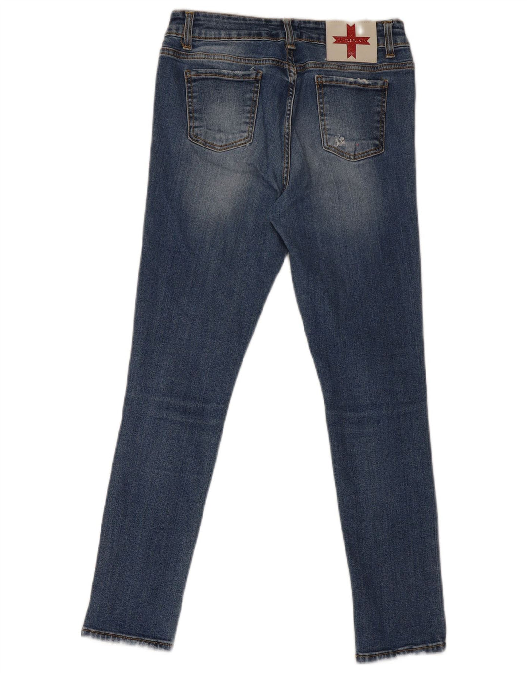 Zu Elements Vaqueros superdelgados desgastados para mujer W30 L28 Algodón azul