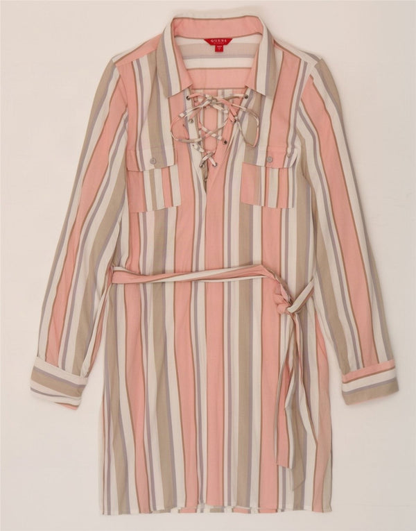 Guess Vestido camisero para mujer UK 40 Mediano Rayón a rayas multicolor