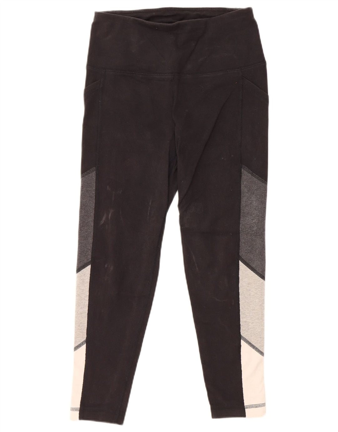 REEBOK Leggings para mujer UK 10 Small Negro Colorblock Algodón