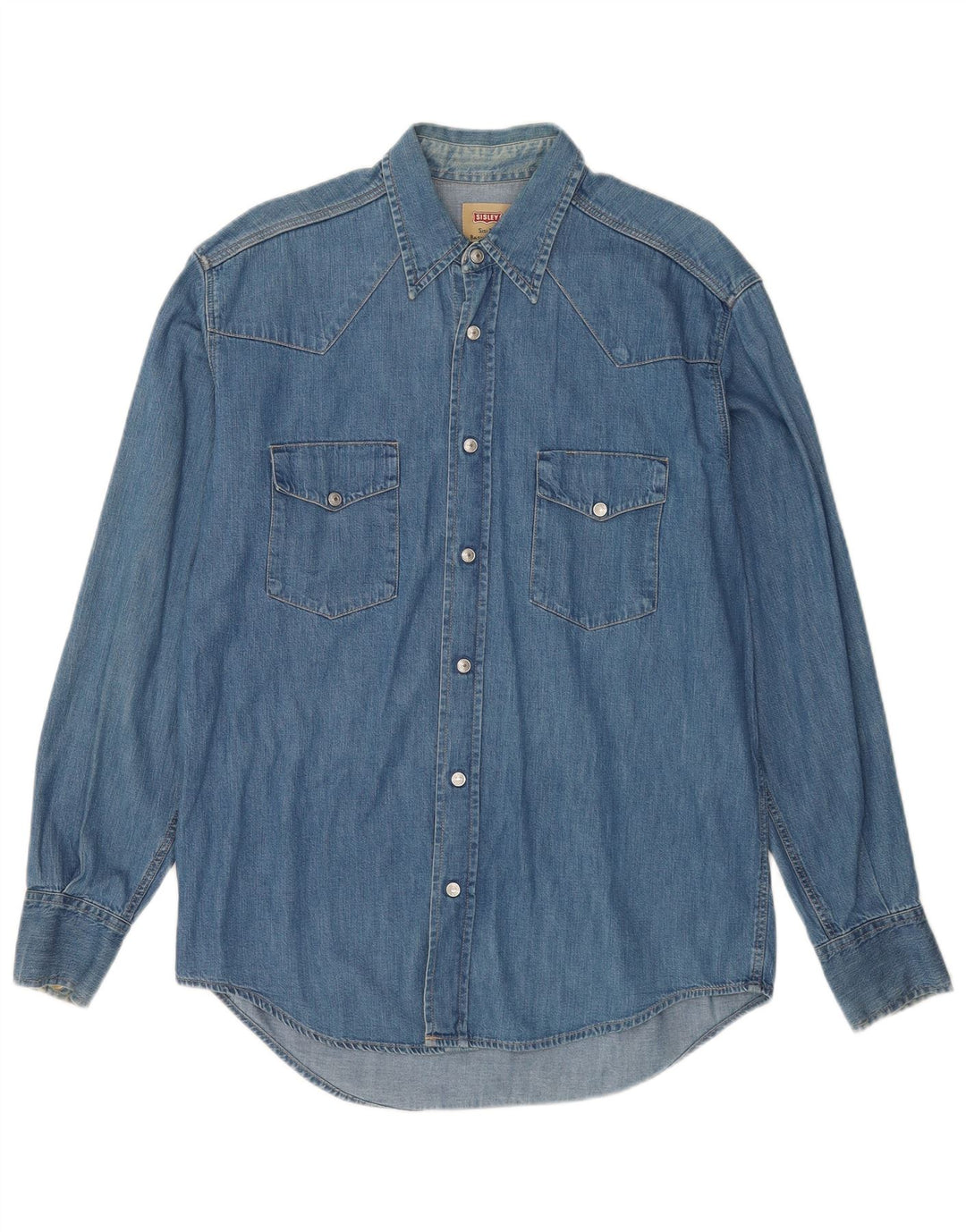 Sisley Camisa Vaquera De Algodón Azul Medio |