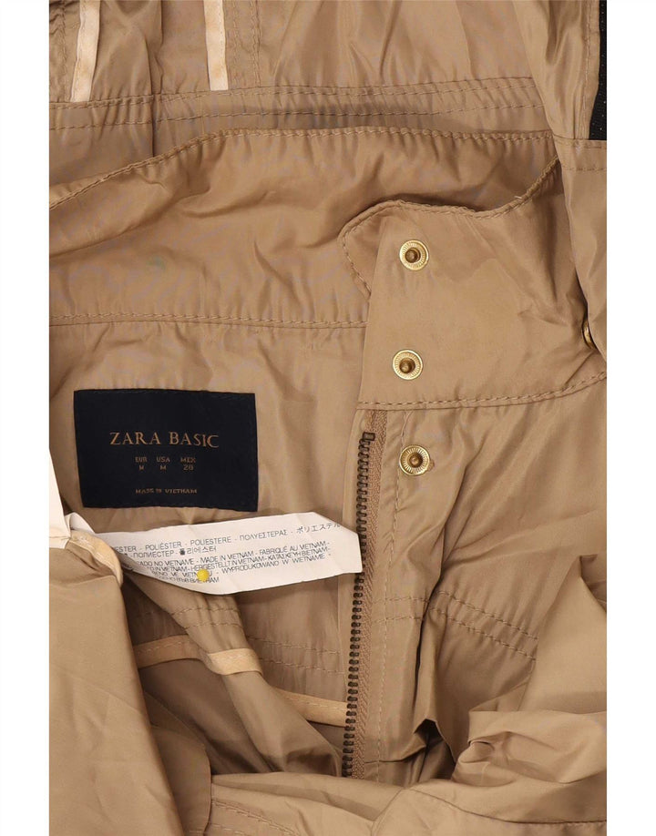 Zara Mujer Chubasquero Con Capucha UK 40 Poliéster Beige Medio