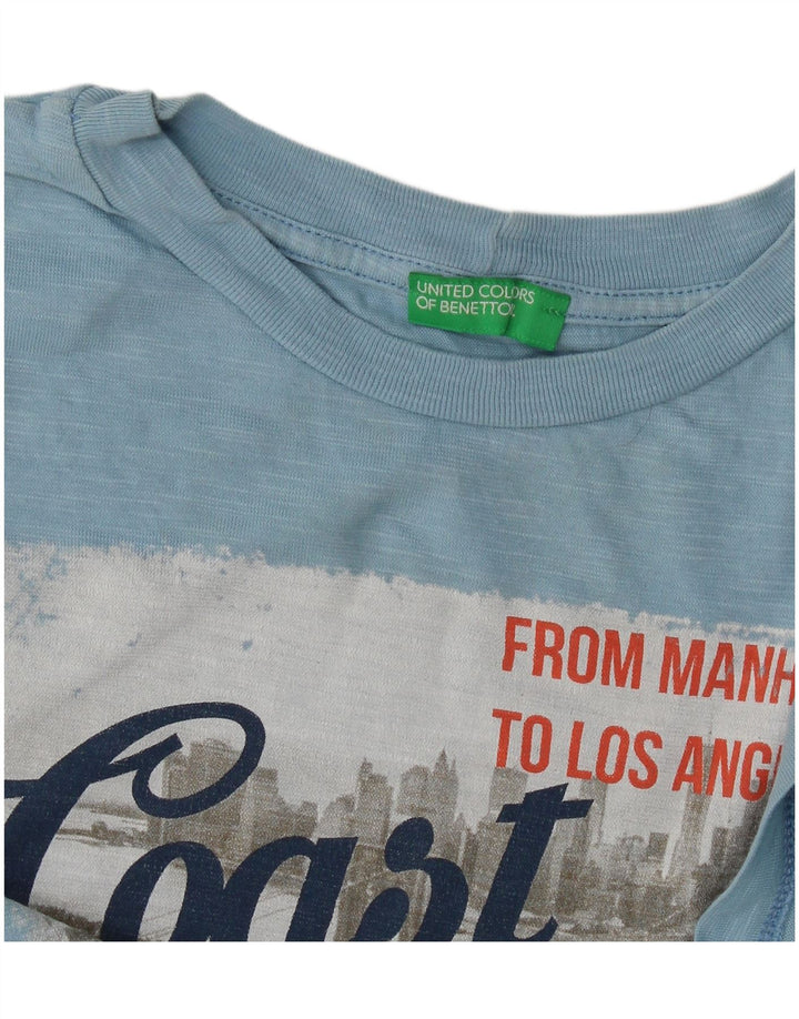 Benetton Camiseta Estampada para Mujer ES 44 Azul Medio