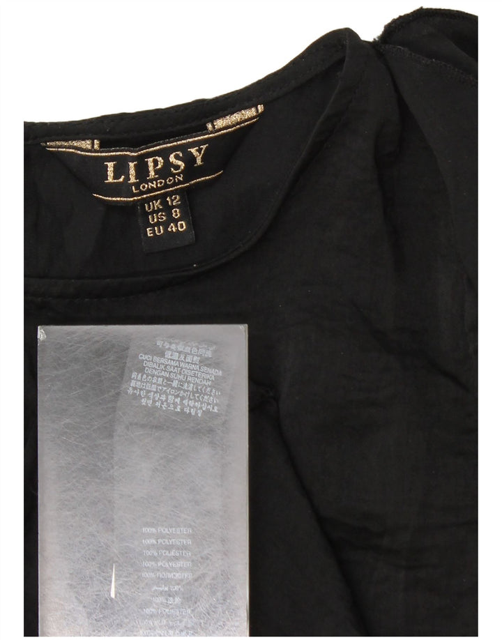 Lipsy Blusa de Manga Larga para Mujer UK 40 Medio Negro Poliéster