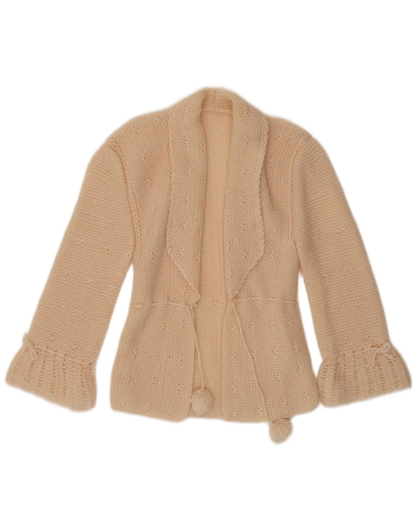 Vintage mujer abierto cardigan suéter Reino Unido 4 XS rosa