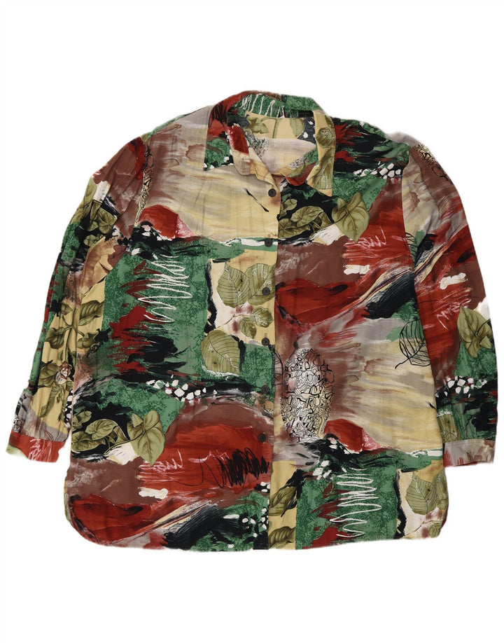 Vintage mujer camisa Reino Unido 16 grande multicolor floral