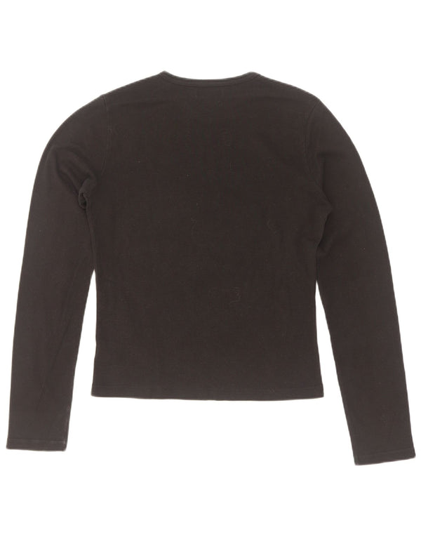 Onyx Top corto para mujer de manga larga UK 44 Grande Algodón negro