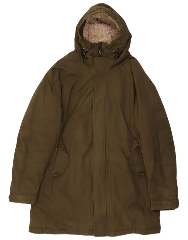 Marks & Spencer Abrigo Sherpa con capucha para hombre UK 42 XL Algodón caqui