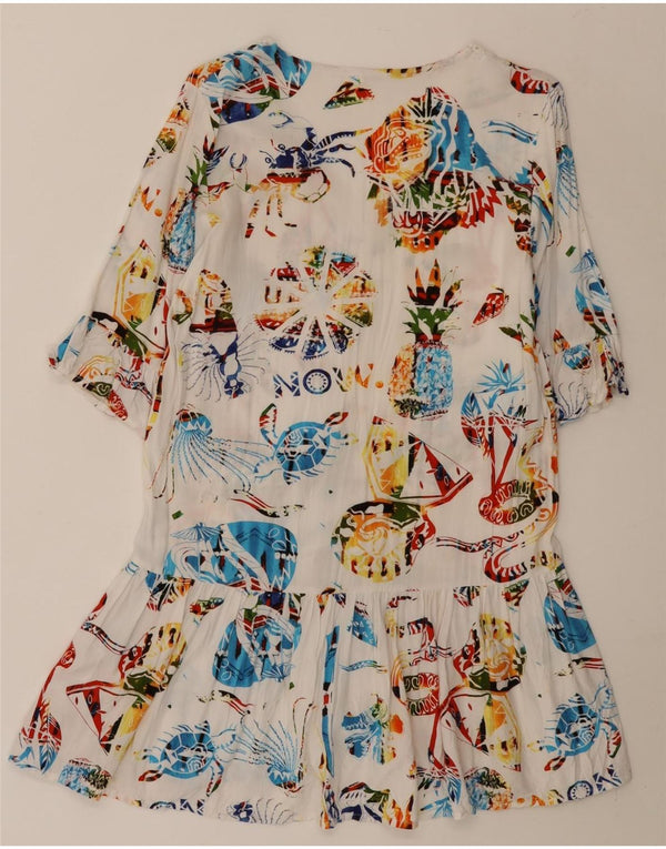 Desigual Vestido Gráfico A-Line para Mujer UK 10 Small White Animal Print Viscosa