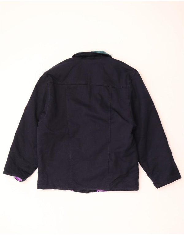 Vintage mujer 2 botones Blazer chaqueta IT 44 medio azul marino colorblock