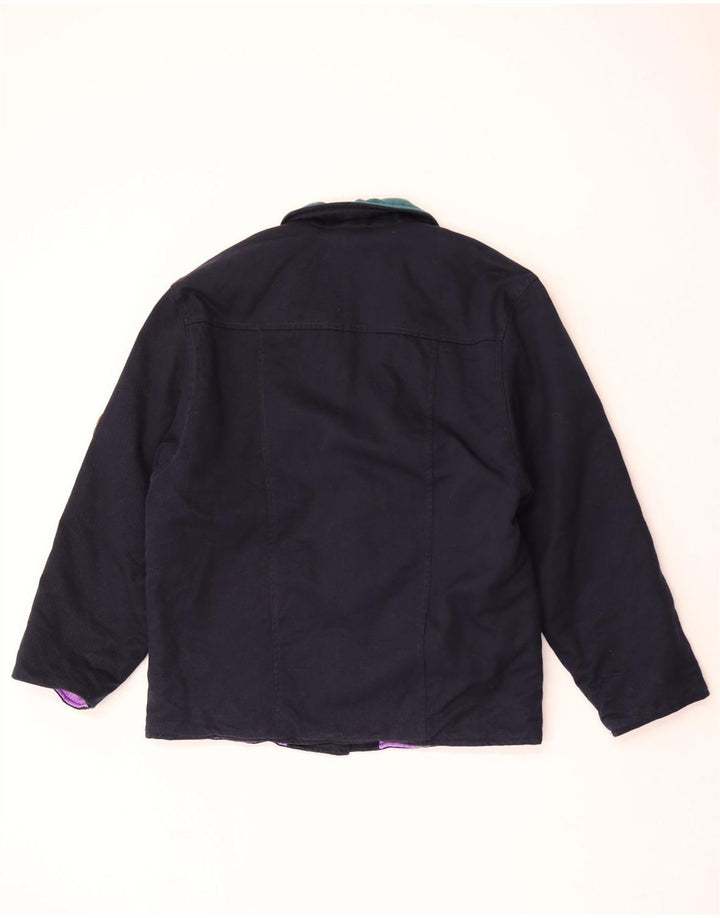 Vintage mujer 2 botones Blazer chaqueta IT 44 medio azul marino colorblock