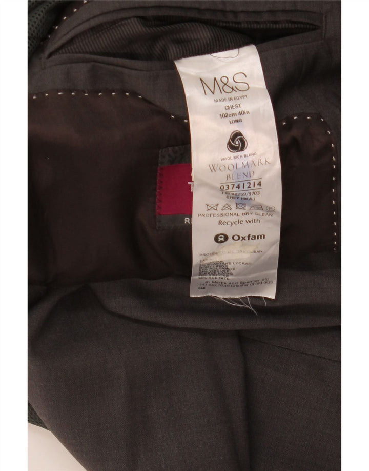 Marks & Spencer Chaqueta tipo blazer de 2 botones para hombre UK 40 Lana gris medio