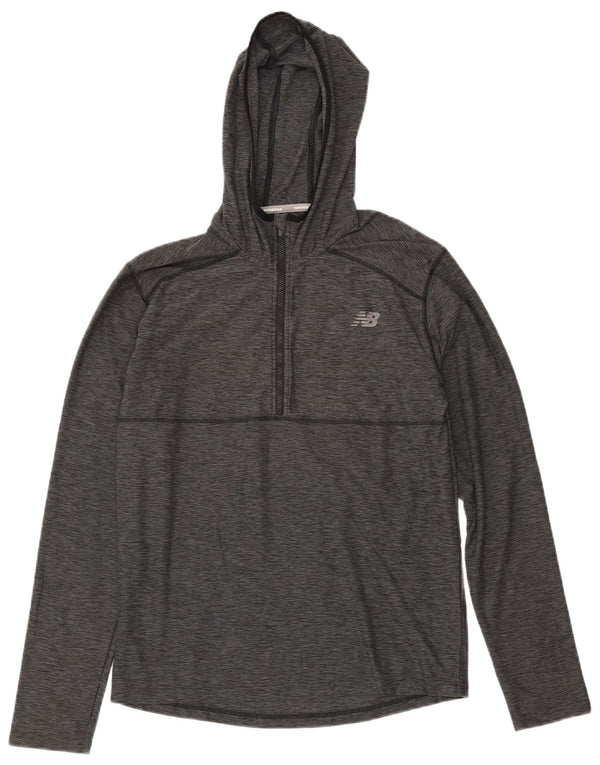 NEW BALANCE Hombre Sudadera con capucha Chándal Top Pequeño Gris Moteado