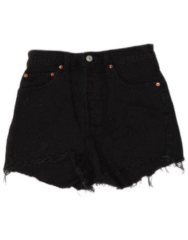 Levi's Shorts De Mezclilla Desgastados Para Mujer W27 Pequeño Algodón Negro