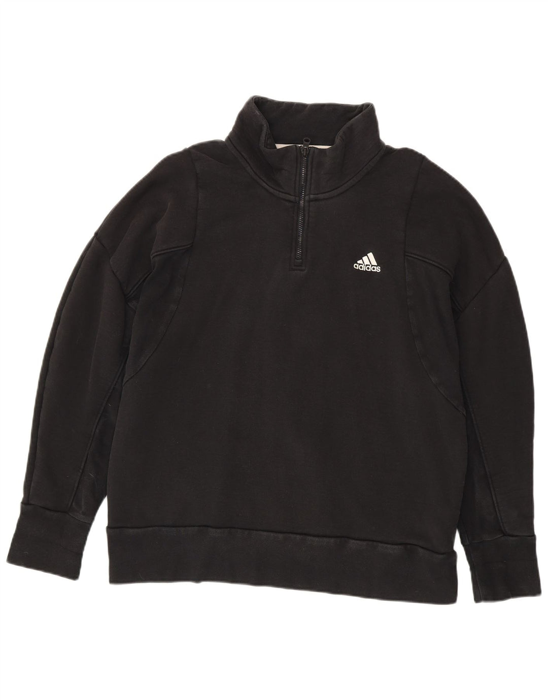 Adidas - Sudadera con cuello y cremallera para hombre, talla grande, algodón negro