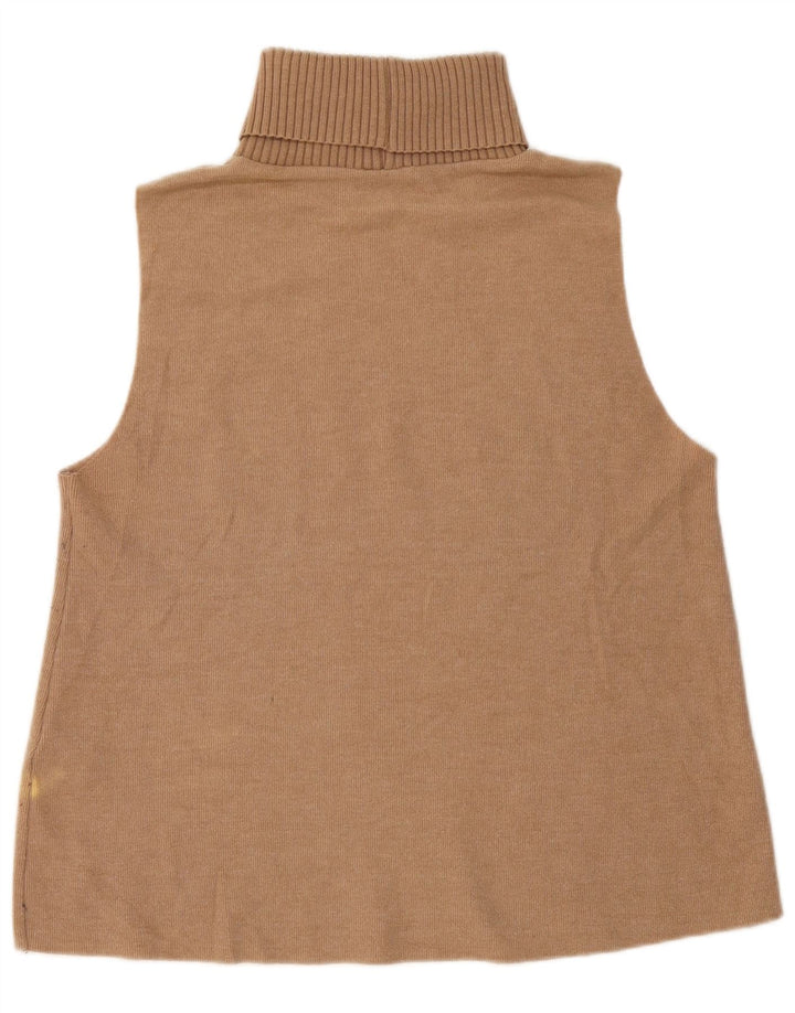 Zara Mujer Chaleco Top Reino Unido 46 Grande Algodón Beige