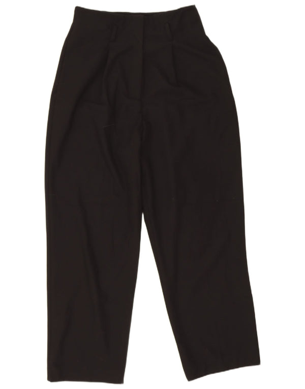 Zara Pantalones Casuales De Cintura Alta Para Mujer Pequeños W26 L25 Poliéster Negro