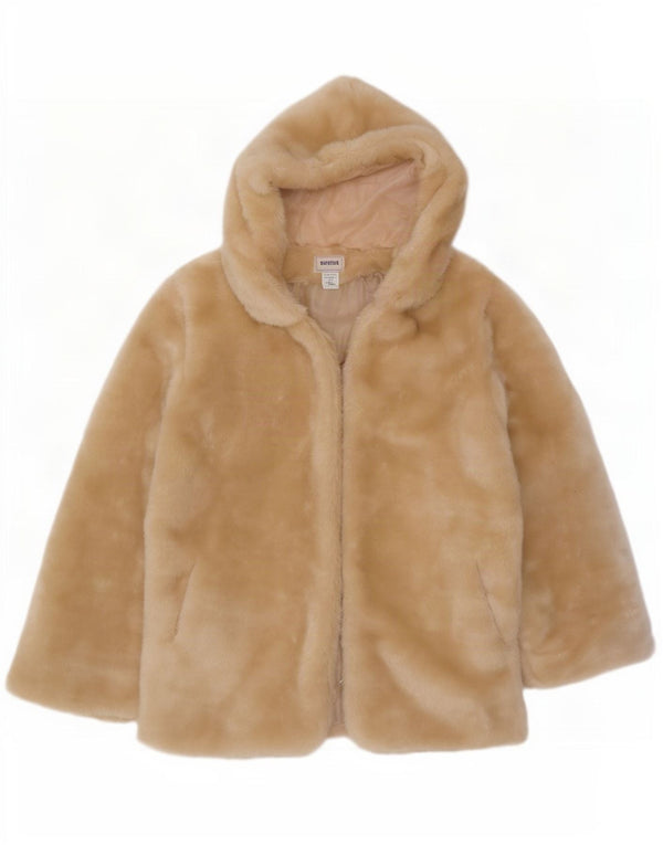 Euronova Abrigo de piel sintética con capucha para mujer IT 46/48 Large Acrílico blanco roto