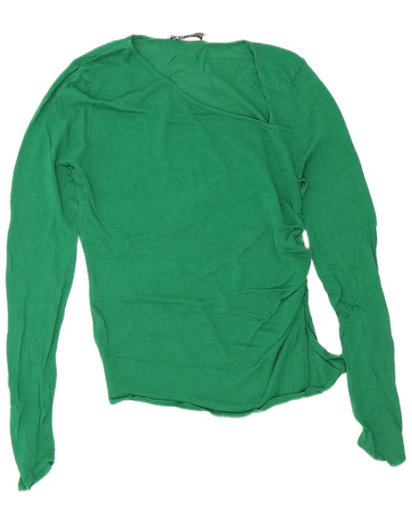 Zara Mujer Top Manga Larga UK 44 Grande Verde