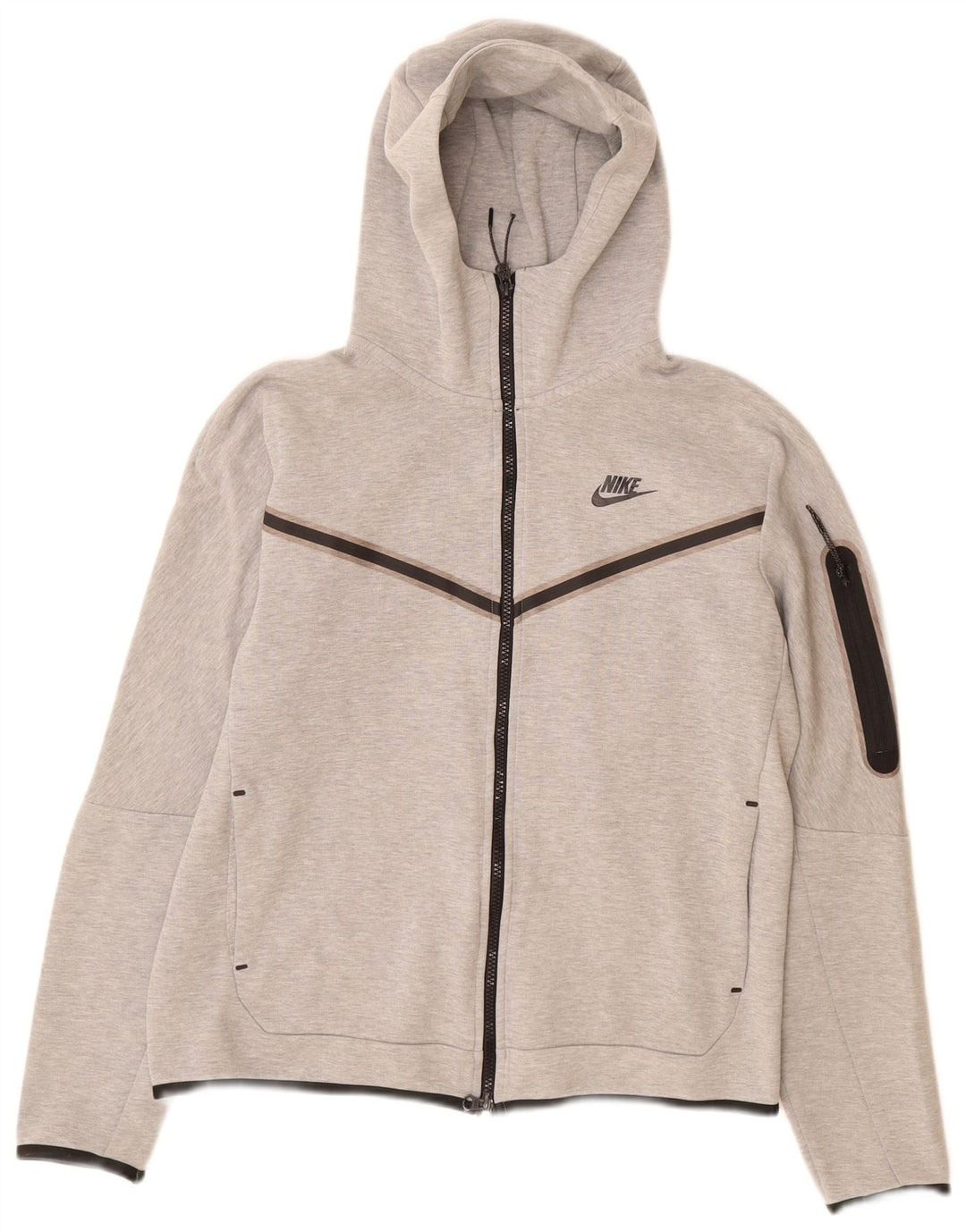 NIKE Sudadera con capucha y cremallera para hombre, algodón gris medio