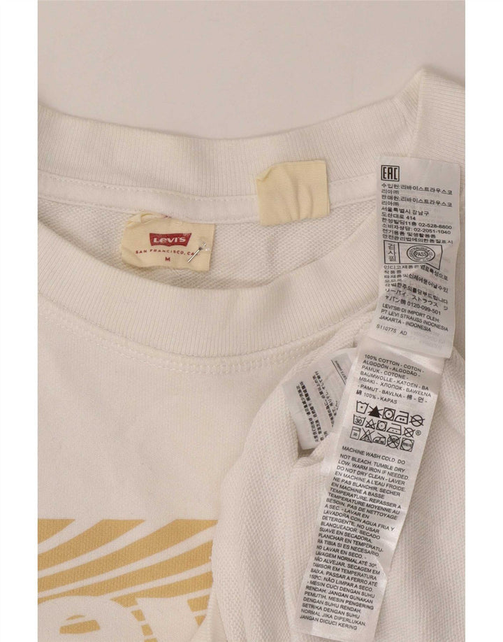 Levi's Sudadera extragrande con gráfico para mujer, talla 40, algodón blanco mediano