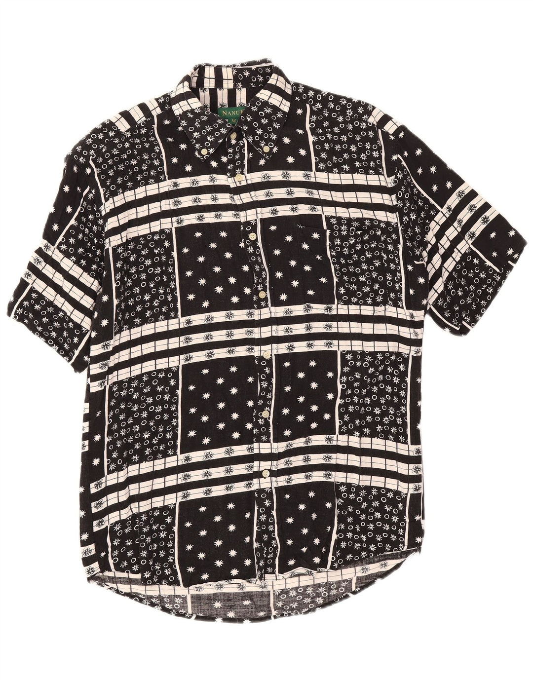 Camisa Nanuk Hombre Manga Corta Viscosa Floral Negra Mediana