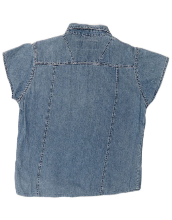 Mondial Camisa vaquera de manga corta para mujer UK 44 Grande Azul