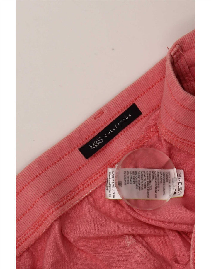 Marks & Spencer - Pantalones cortos para mujer (talla 40, talla grande, 34, lino rosa)