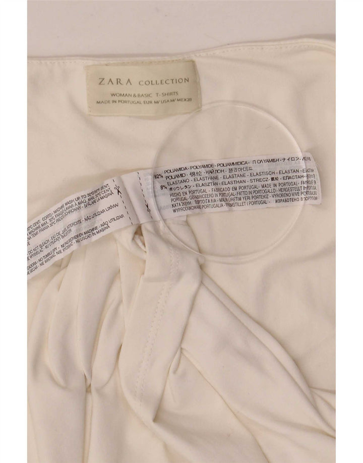 Zara Mujer Chaleco Top UK 12 Medium Blanco Poliamida