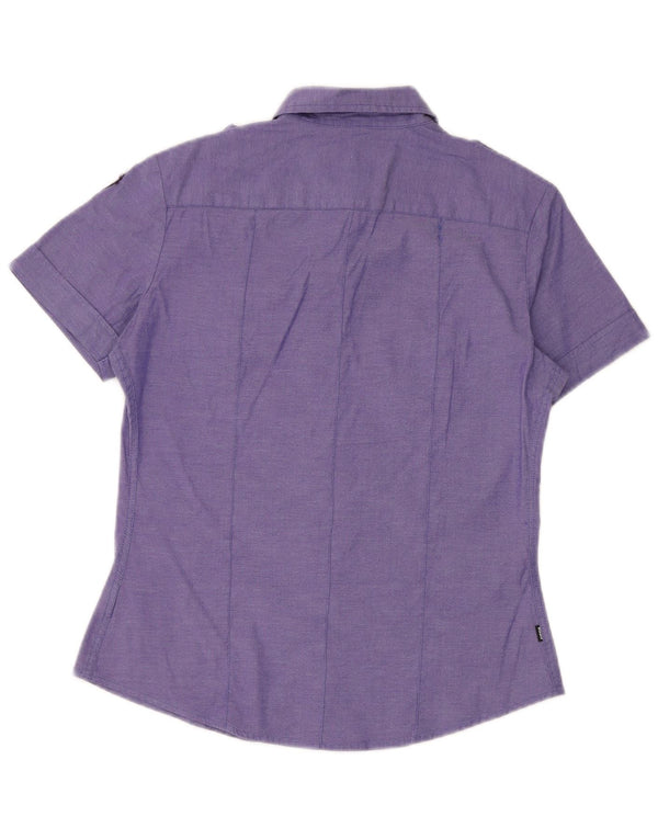 Blauer Camisa Militar de Manga Corta para Mujer UK 40 XL Algodón Morado
