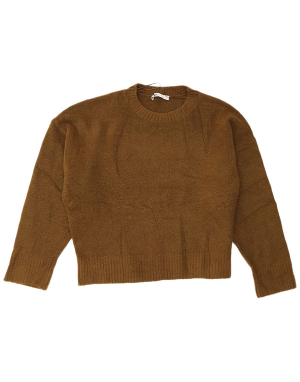 Zara Suéter De Cuello Redondo De Gran Tamaño para Mujer UK 46 Acrílico Verde Grande