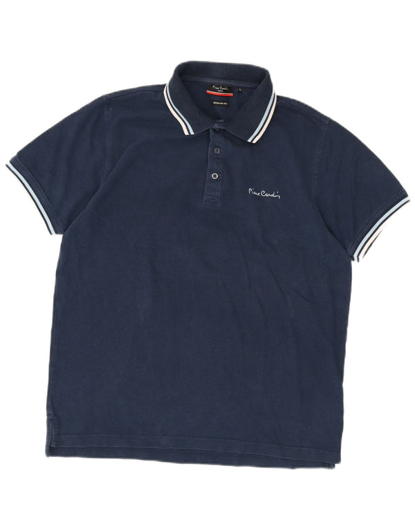 Pierre Cardin Polo de corte regular para hombre de algodón a rayas azul marino grande