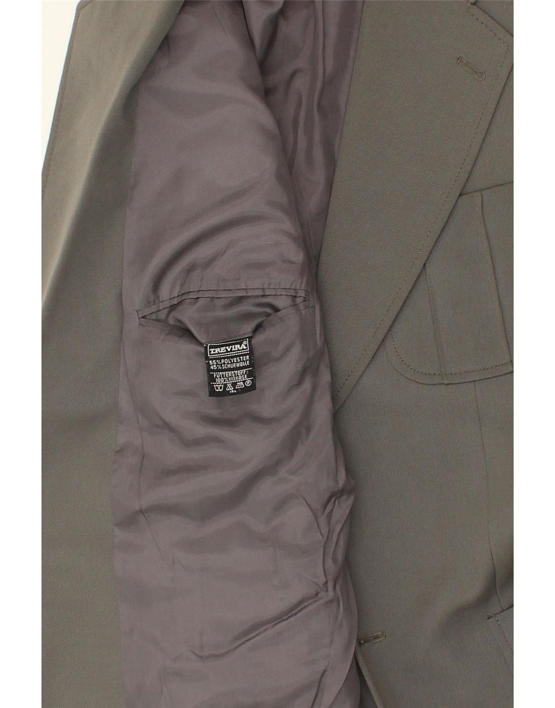 TREVIRA Mens 2 Button Blazer Jacket UK 38 Medium Grey Polyester Vintage Trevira and Second-Hand Trevira from Messina Hembry 