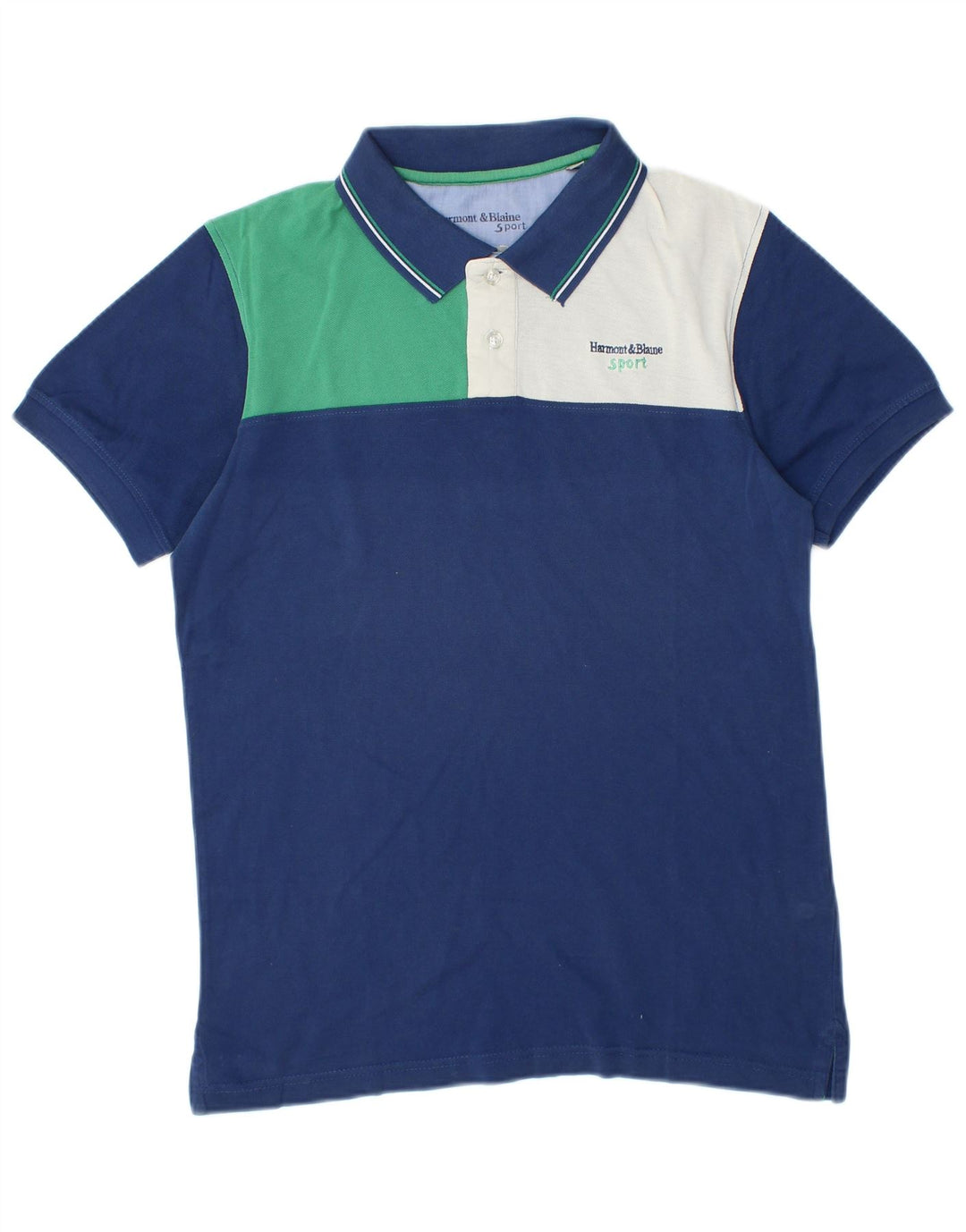 HARMONT & BLAINE Polo de corte estrecho para hombre Algodón color block azul pequeño