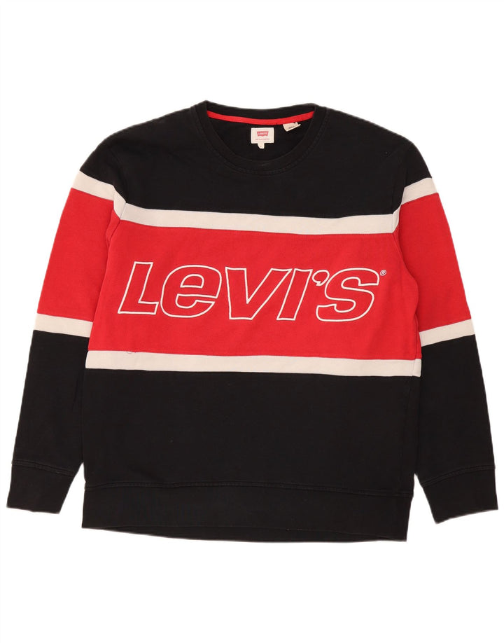 Levi's Hombre Sudadera con gráfico tipo jersey de algodón color block en negro grande