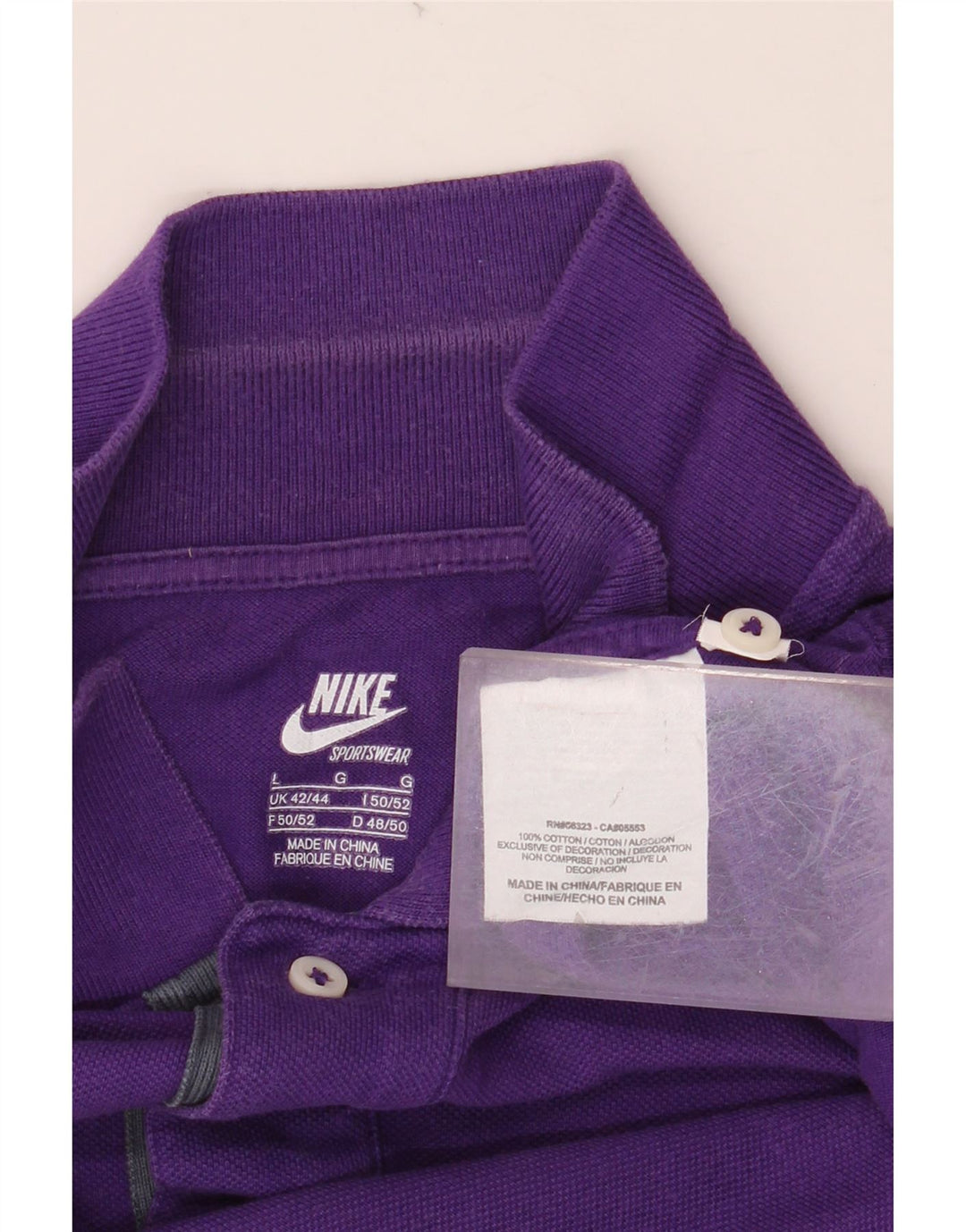 NIKE Polo para hombre UK 42/44 Large Púrpura Algodón