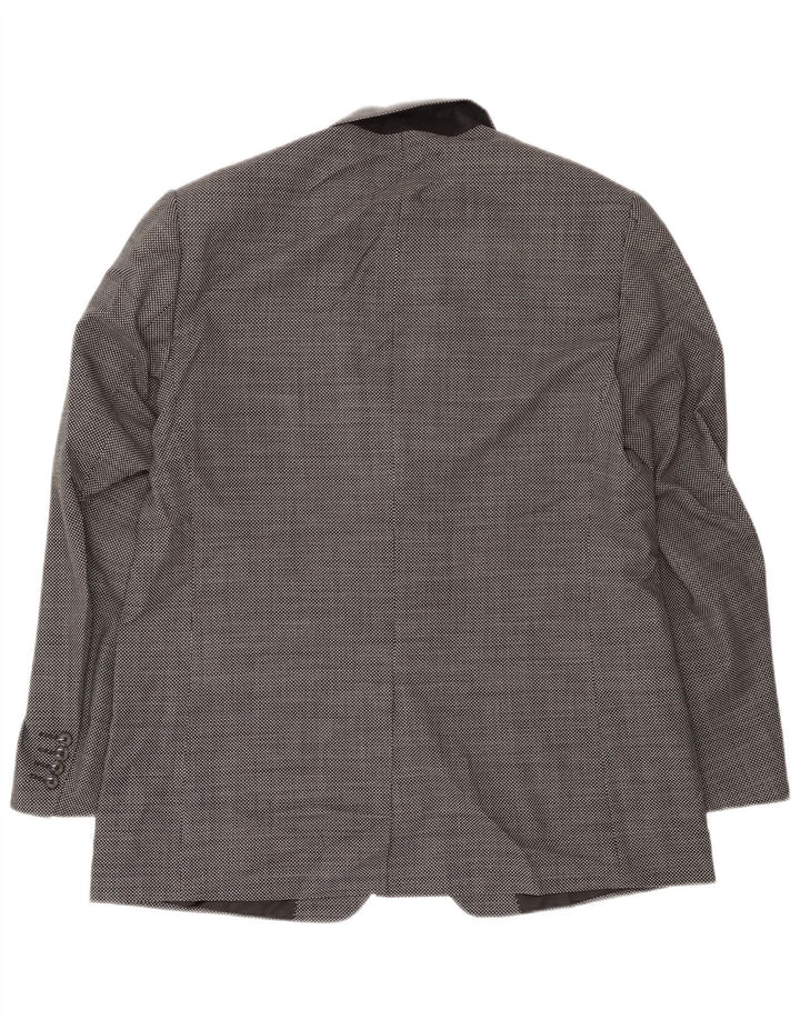 Marks & Spencer Chaqueta tipo blazer de 2 botones para hombre UK 44 XL Lana a cuadros negra