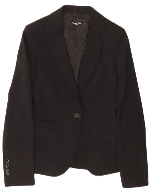 Massimo Dutti Womens 1 Button Blazer Jacket EU 38 Small Black Wool